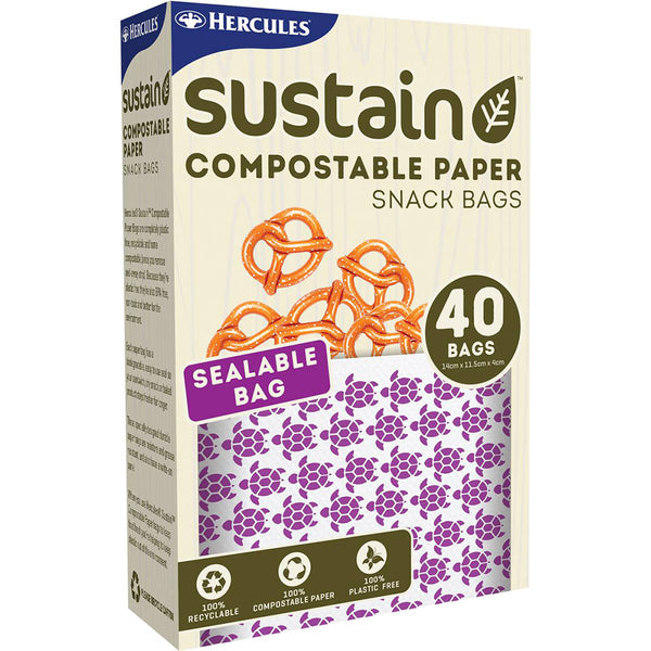 Hercules Paper Snack Bag Compostable x40