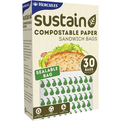 Hercules Paper Sandwich Bag Compostable x30