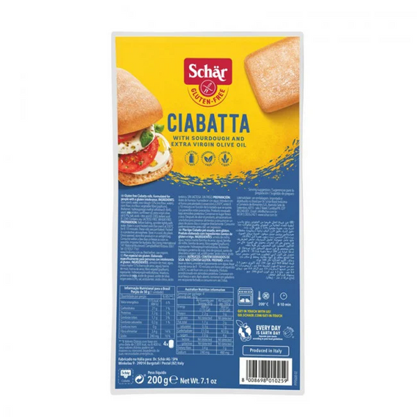 Schar Gluten Free White Ciabatta Rolls x4 200g