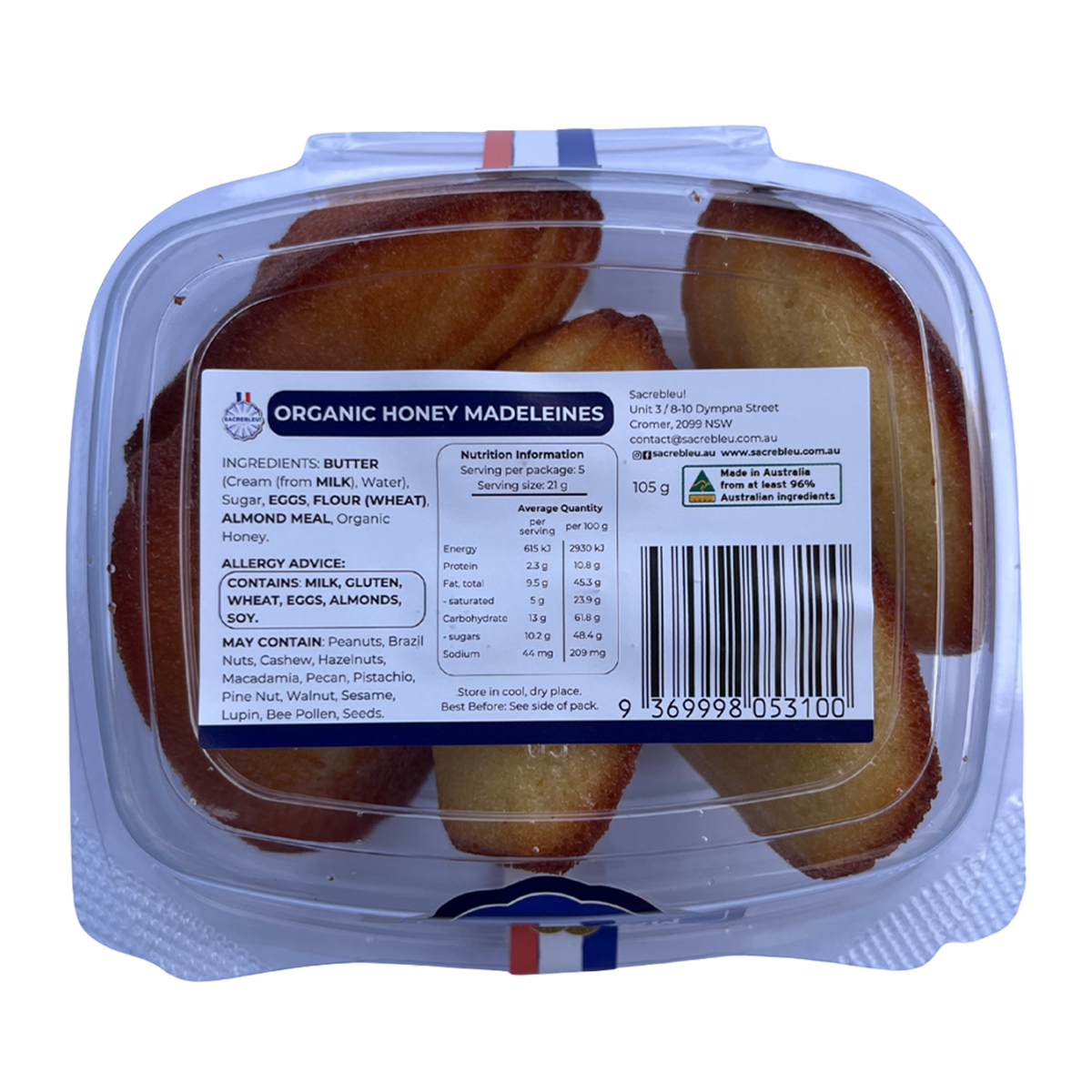 Sacrebleu Organic Honey Madeleines 105g