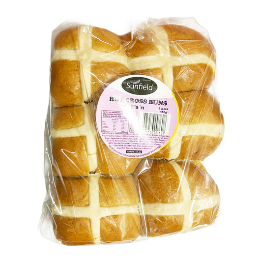 Sunfield Hot Cross Buns Plain 6 Pack 450g