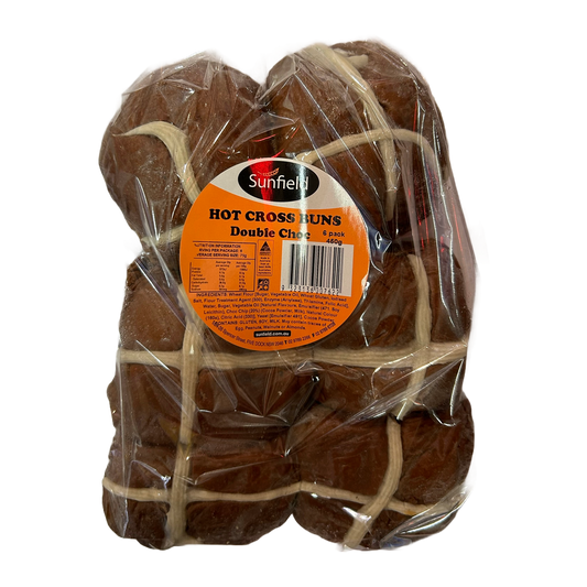 Sunfield Hot Cross Buns Double Chocolate 6 Pack 450g