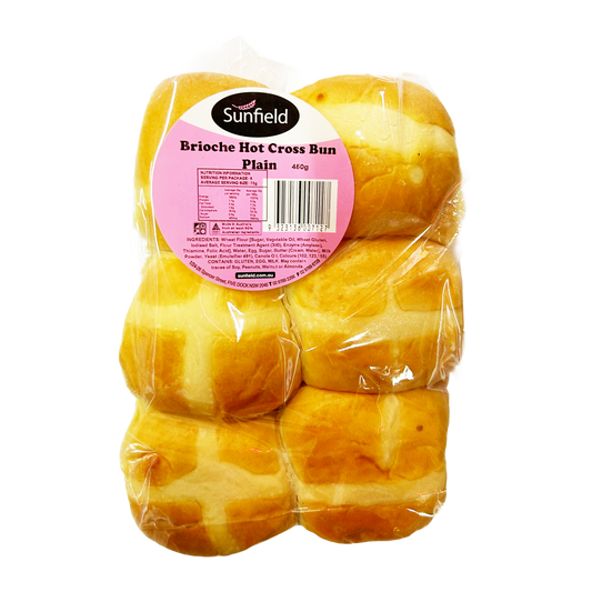 Sunfield Hot Cross Buns Brioche Plain 6 Pack 450g