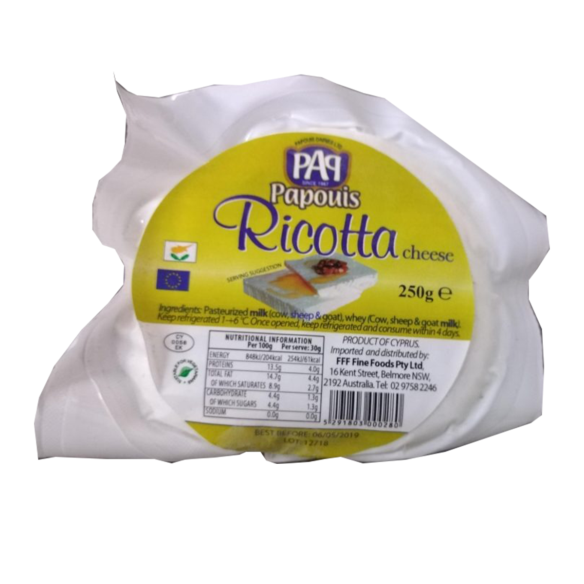 Papouis Fino Ricotta Cheese 250g