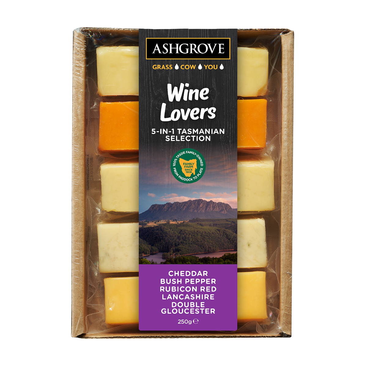 Ashgrove Wine Lovers 5 in 1 Tasmanian Selection Cheese 250g