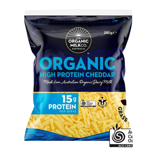 The Organic Milk Co. High Protein Cheddar Shredded Cheese 250g | Harris Farm Markets Online
