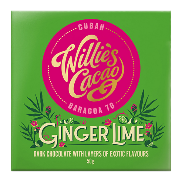 Willies Cacao Ginger Lime Dark Chocolate 50g