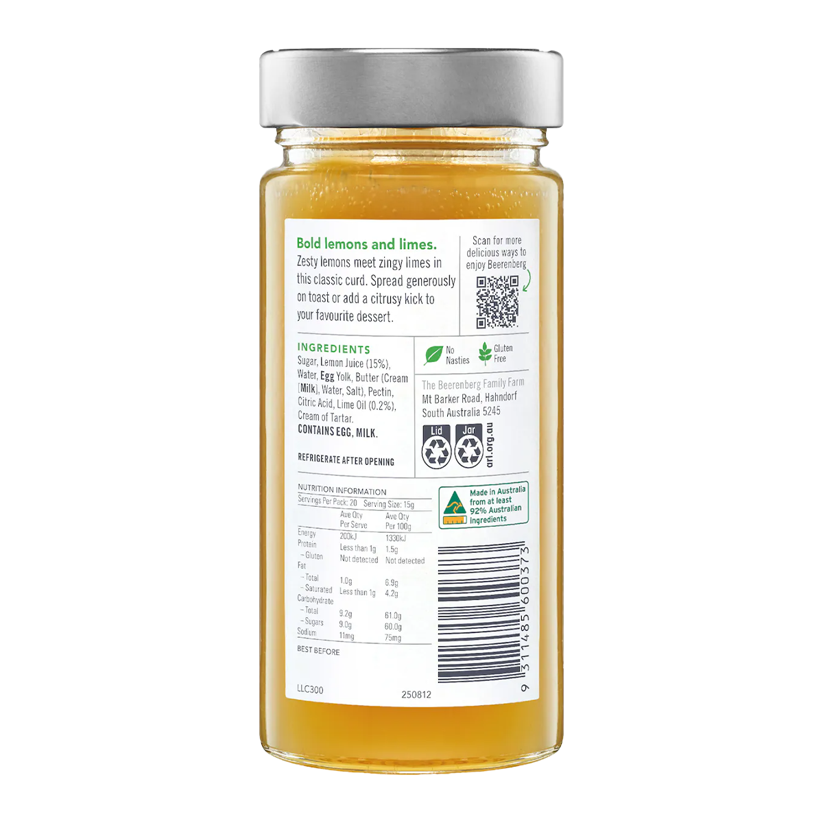 Beerenberg Lemon & Lime Curd 300g