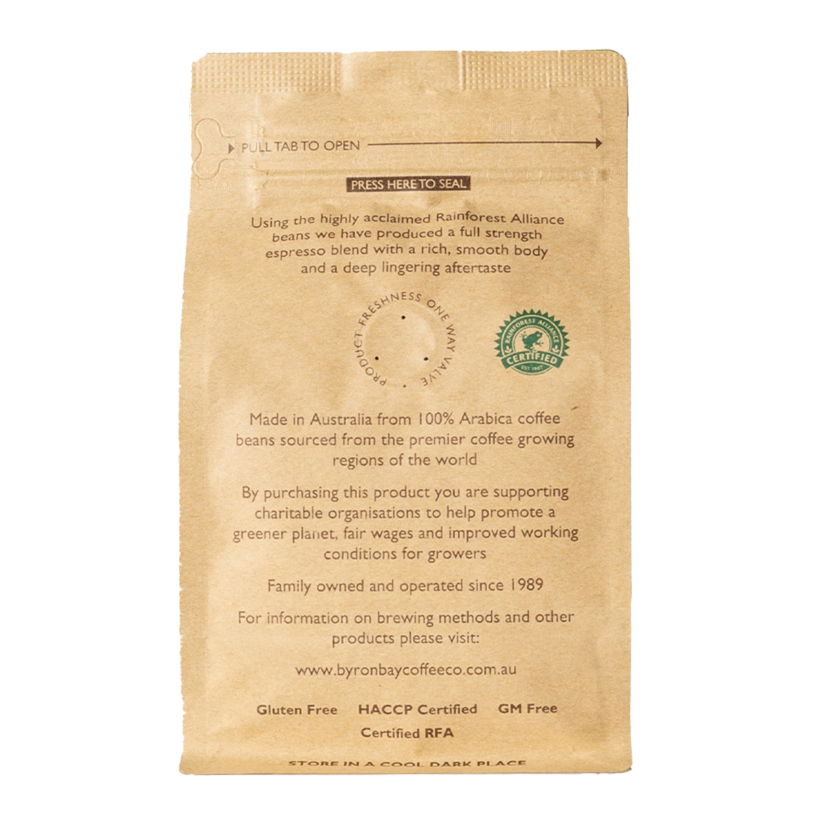 Byron Bay Coffee Co. Utopia Espresso Ground Coffee 250g