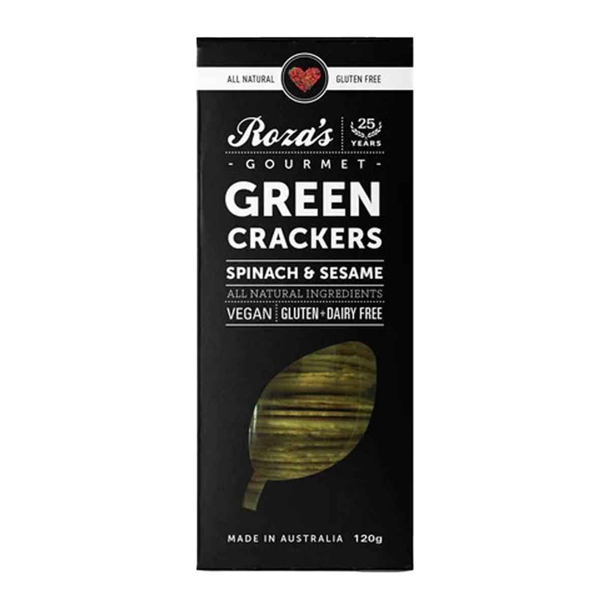 Roza's Gourmet Crackers Spinach Sesame 120g