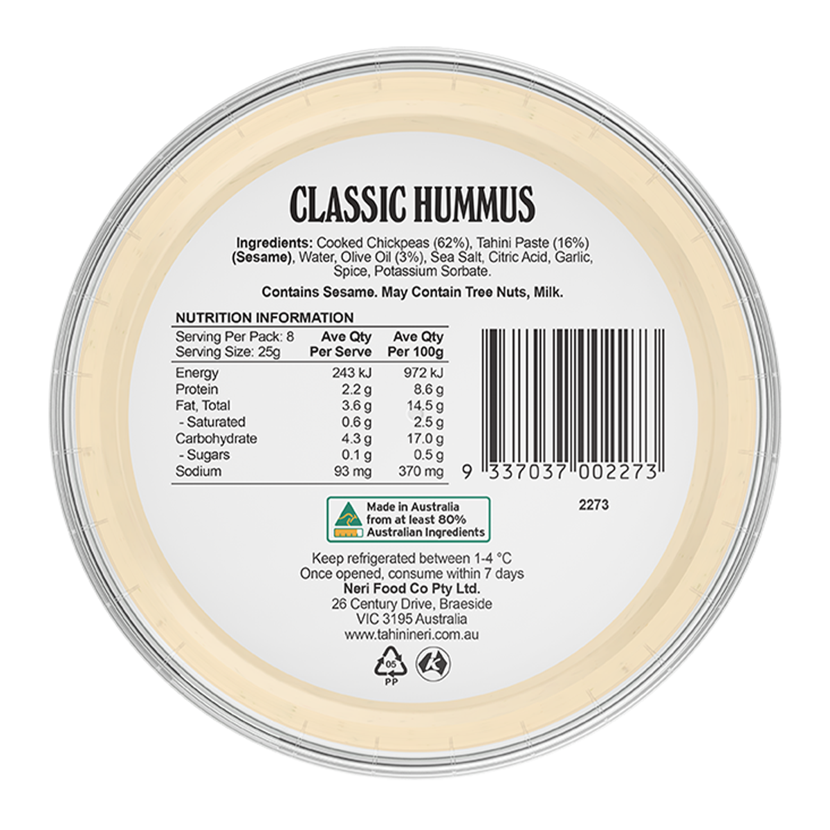 Tahini Neri Classic Hummus 200g