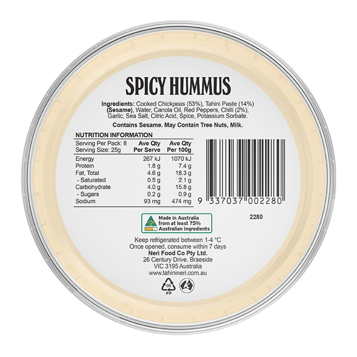 Tahini Neri Spicy Hummus 200g