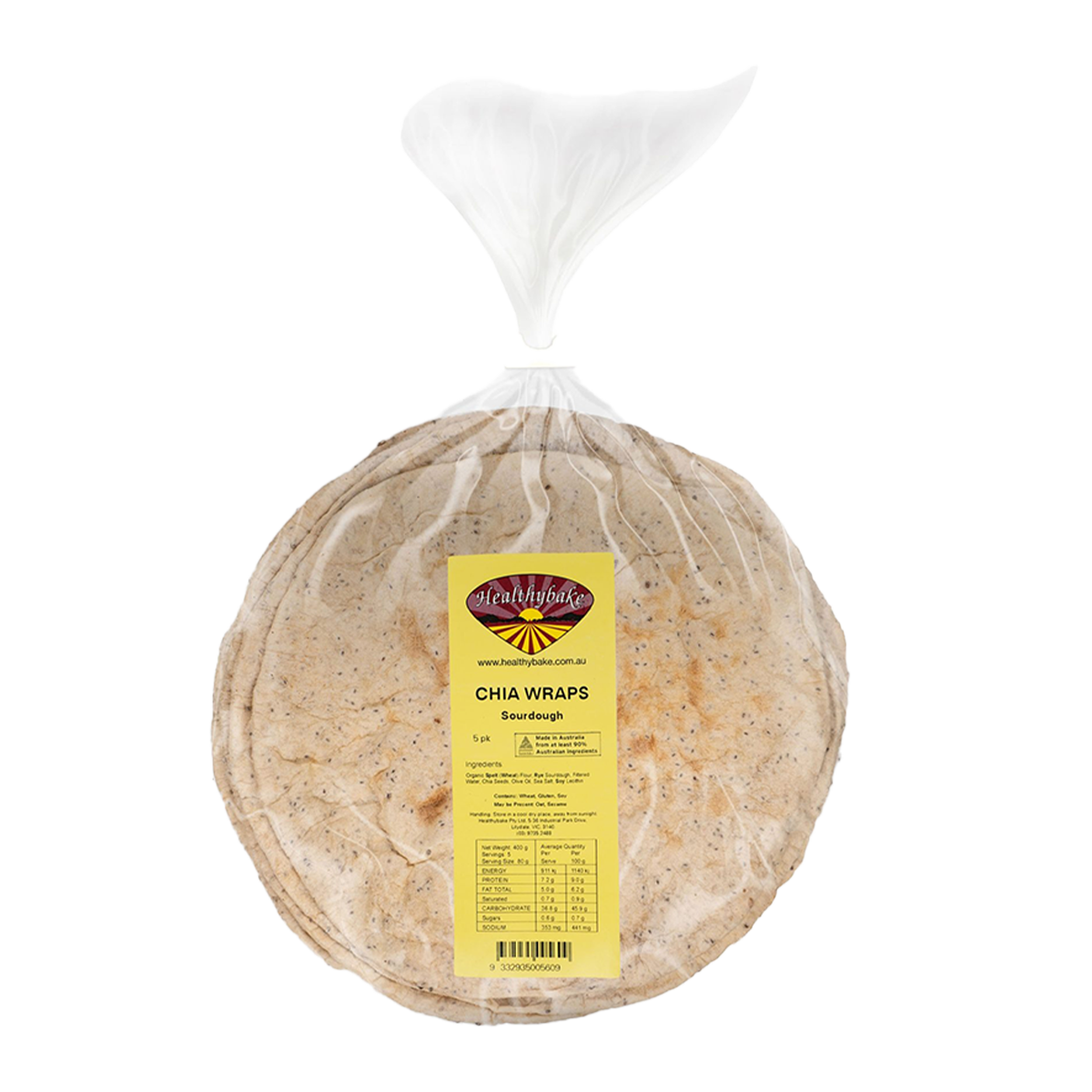 Healthy Bake Sourdough Chia Wraps x5 400g
