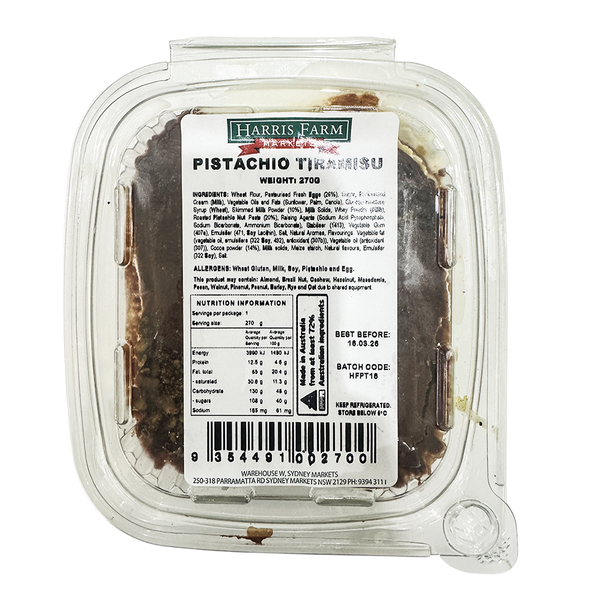 Harris Farm Homemade Pistachio Tiramisu 270g