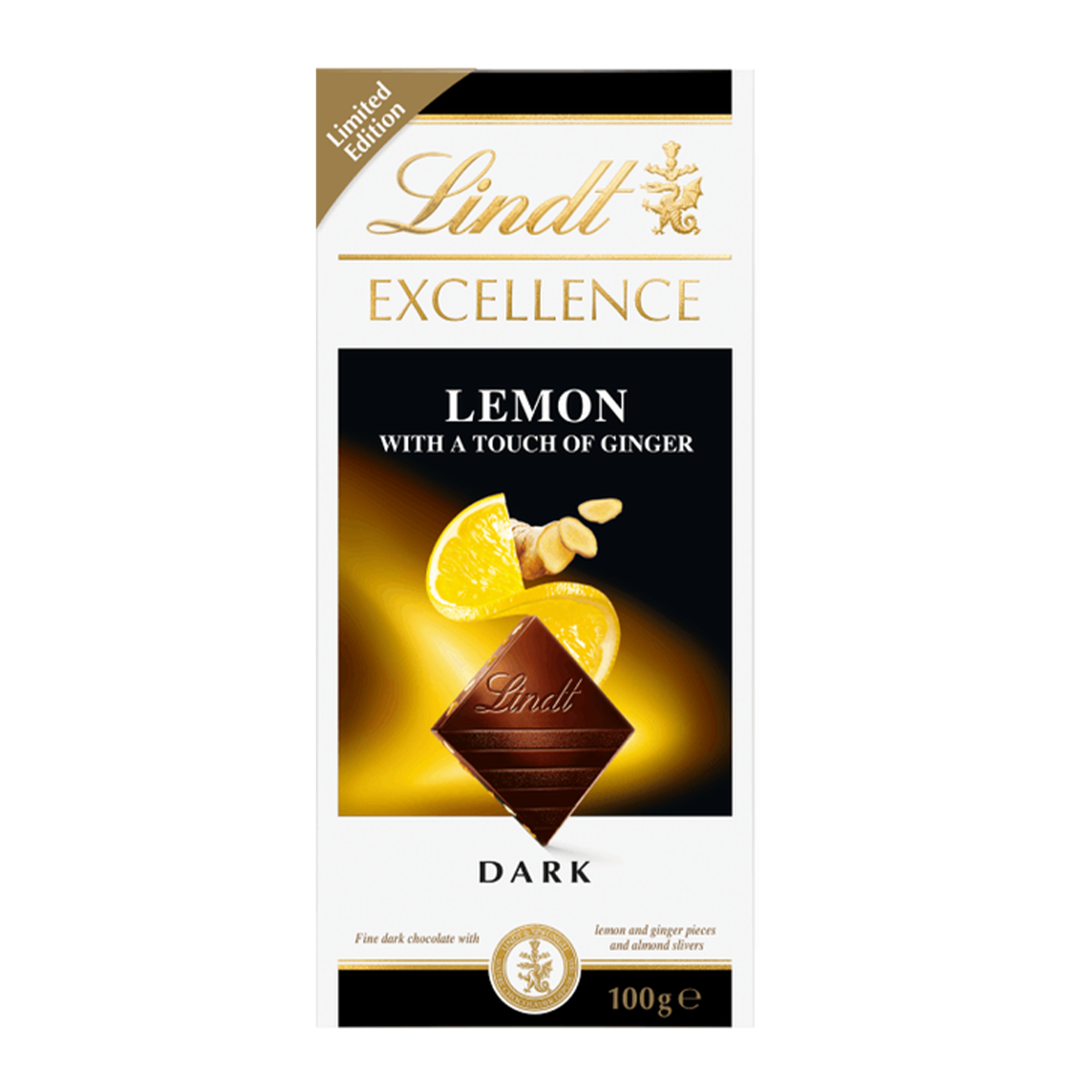 Lindt Excellence Lemon and Ginger Dark Chocolate 100g