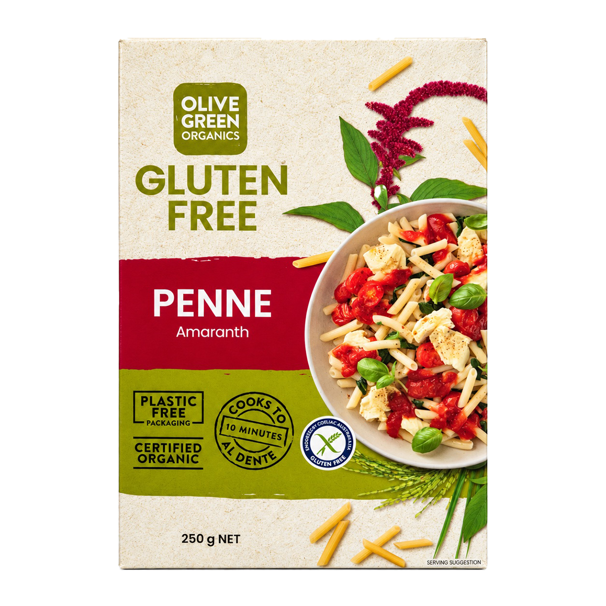 Olive Green Organics Amaranth and Rice Penne Gluten Free 250g