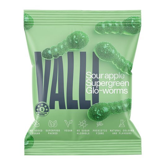 Vali Gummies Sour Apple Glo-worms 50g