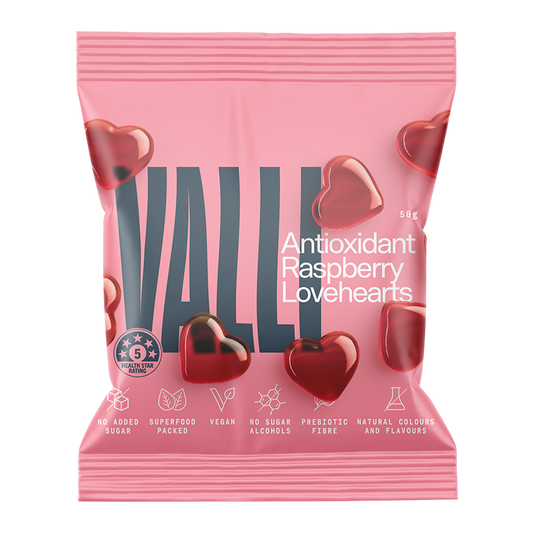 Vali Gummies Raspberry Love Hearts 50g