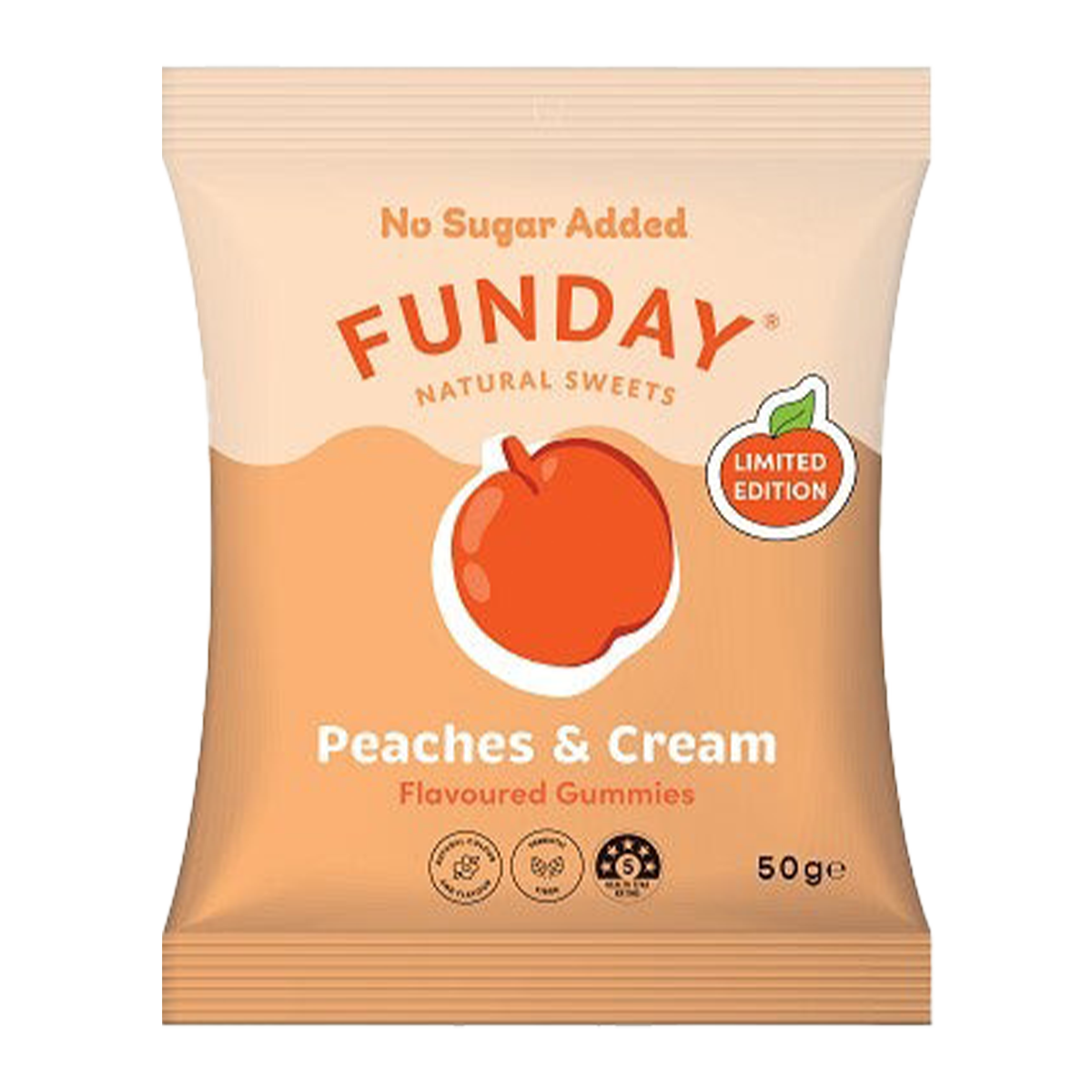 Funday Natural Sweets Peaches & Cream Gummies 50g