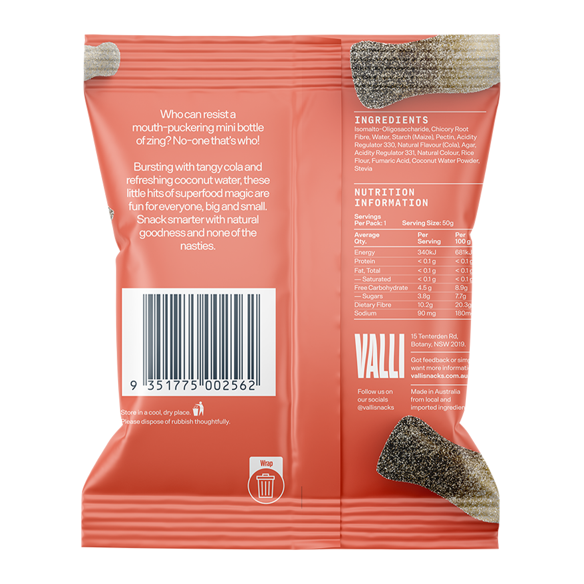 Vali Gummies Sour Cola Bottles 50g