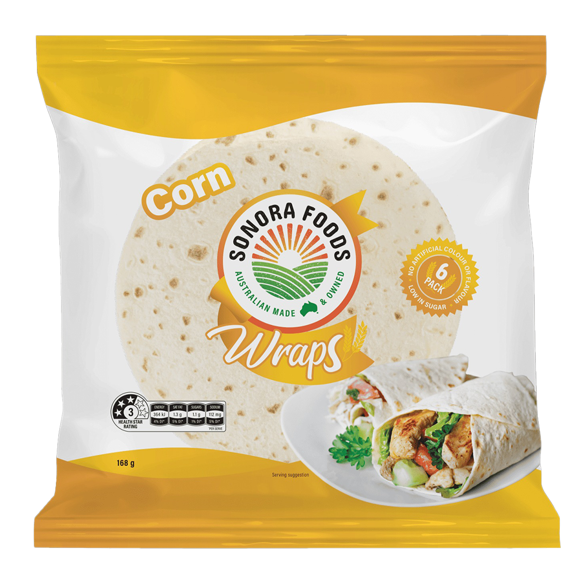Sonora Wraps Corn Tortilla Wraps x6 168g