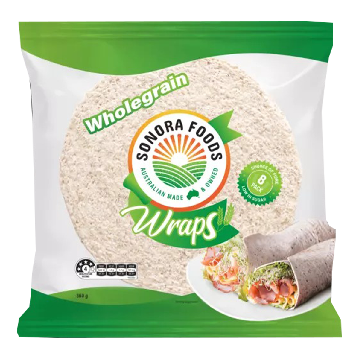 Sonora Wraps Wholegrain Tortilla Wraps x8 360g