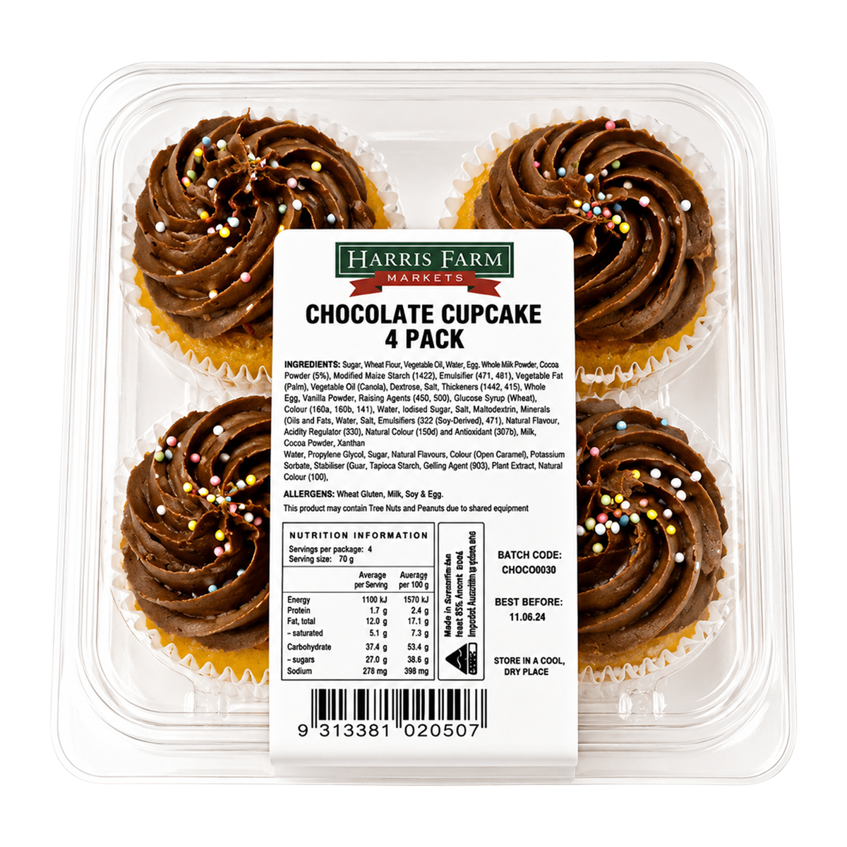 Harris Farm Chocolate Cupcake 280g
