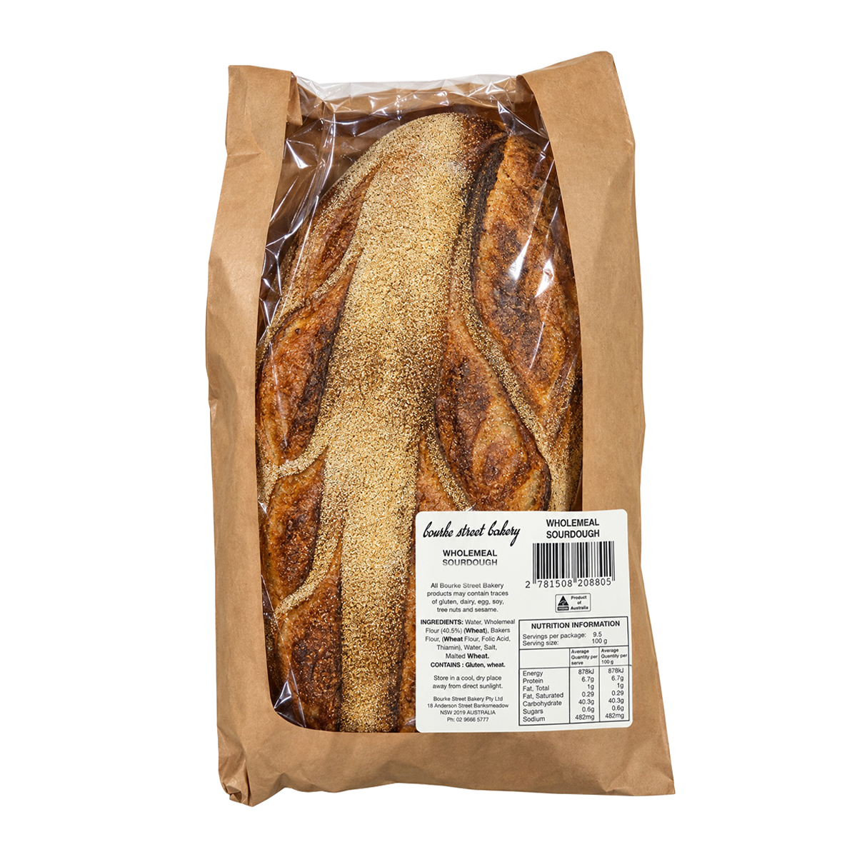 Bourke Street Bakery Sliced Wholemeal Sourdough 450g