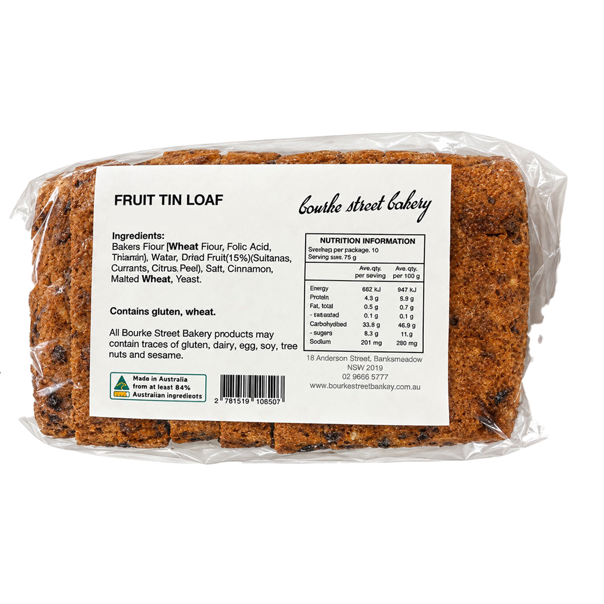 Bourke Street Bakery Fruit Tin Loaf 720g