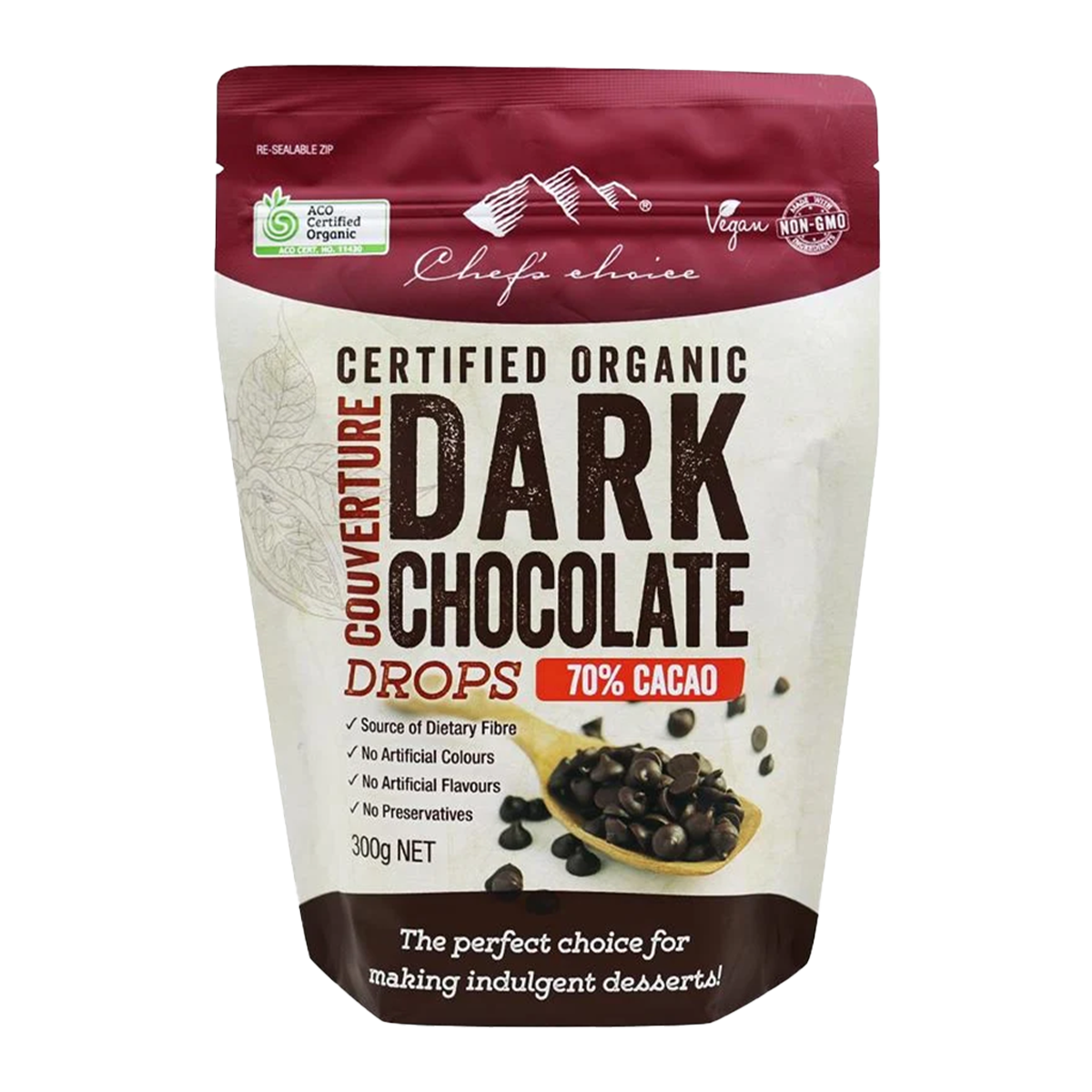 Chef's Choice Organic Dark Chocolate Drops 300g
