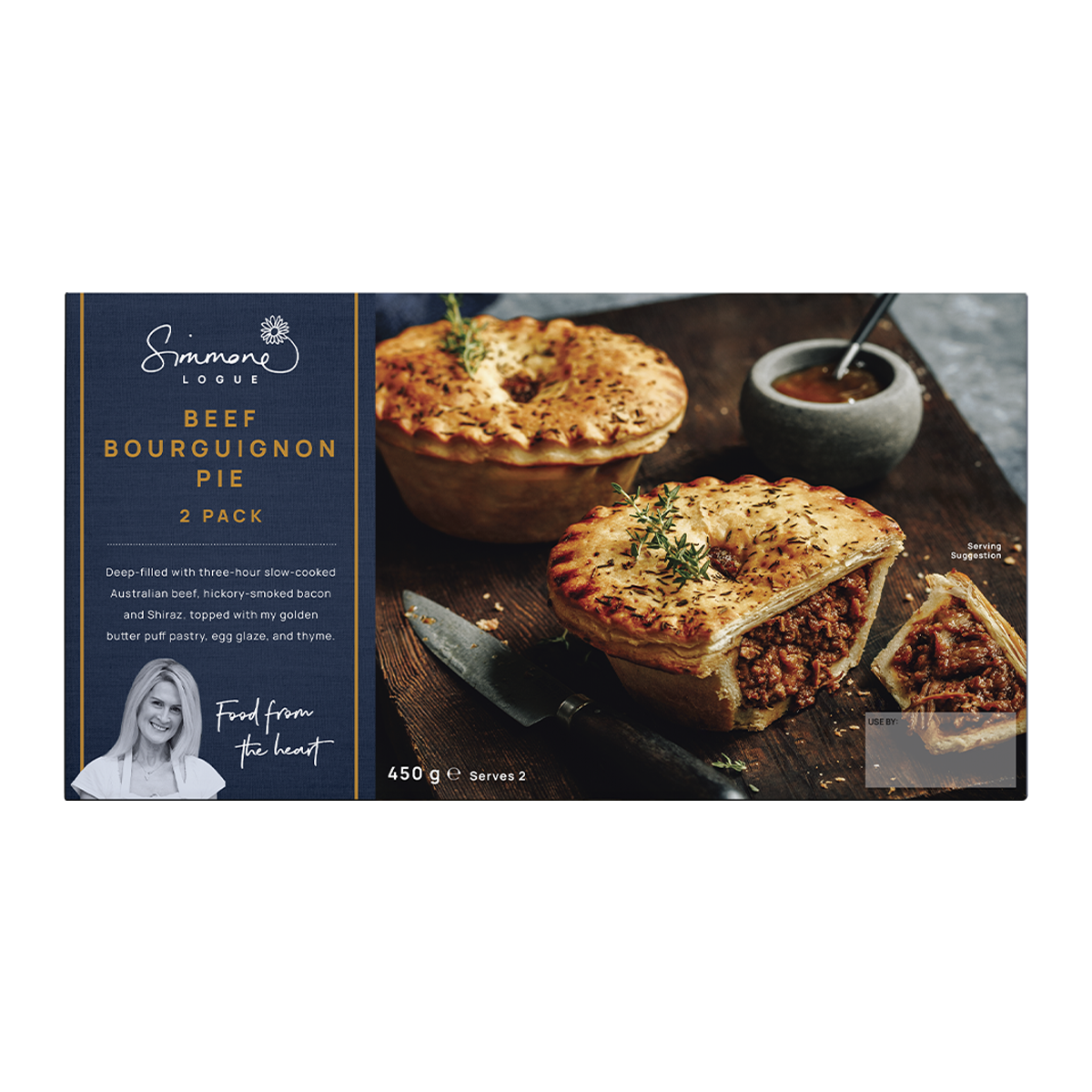 Simmone Logue Beef Bourguignon Pie x2 450g
