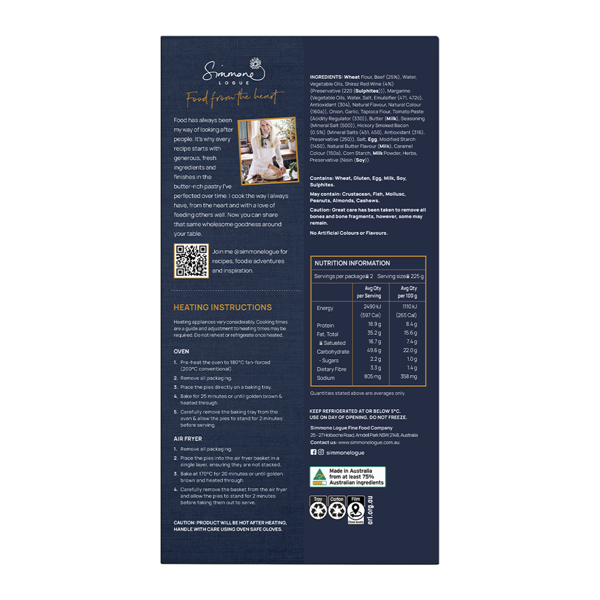 Simmone Logue Beef Bourguignon Pie x2 450g