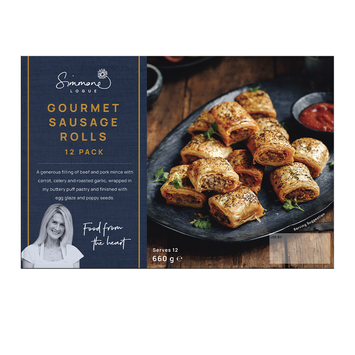 Simmone Logue Beef Gourmet Sausage Rolls x12 660g
