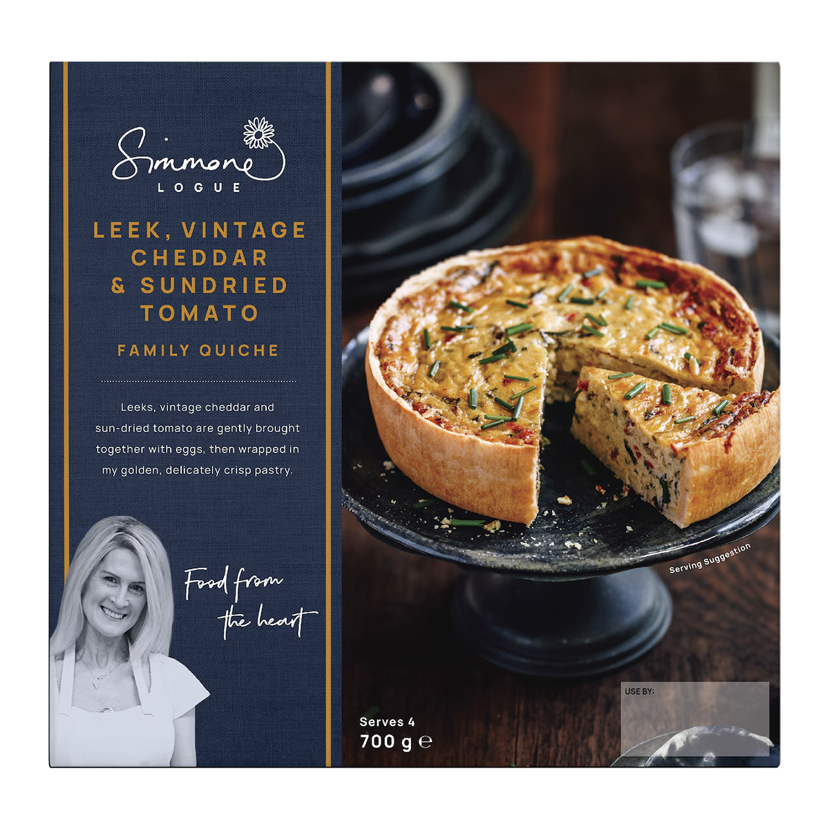 Simmone Logue Leek Vintage Cheddar & Sundried Tomato Quiche 700g