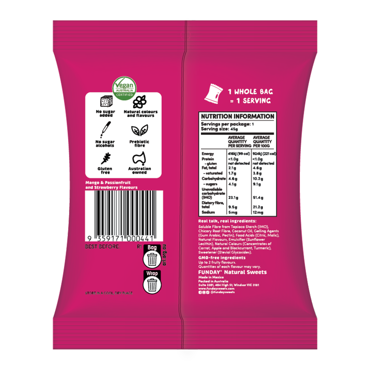 Funday Natural Sweets Fruity Chews 45g
