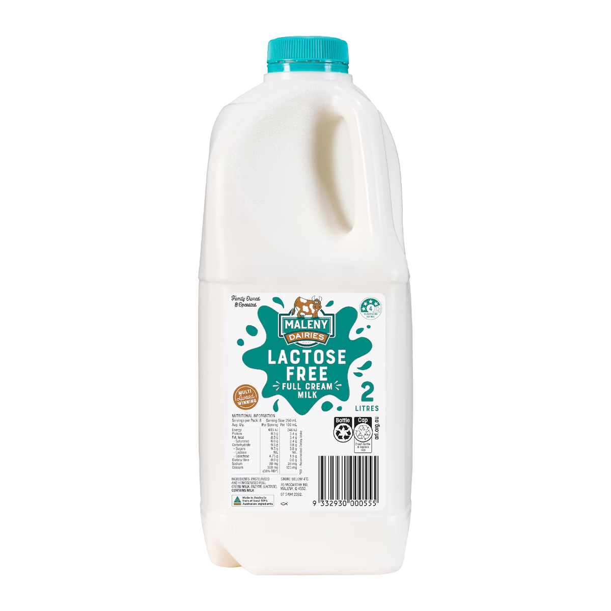 Maleny Dairies Lactose Free Full Cream Milk 2L