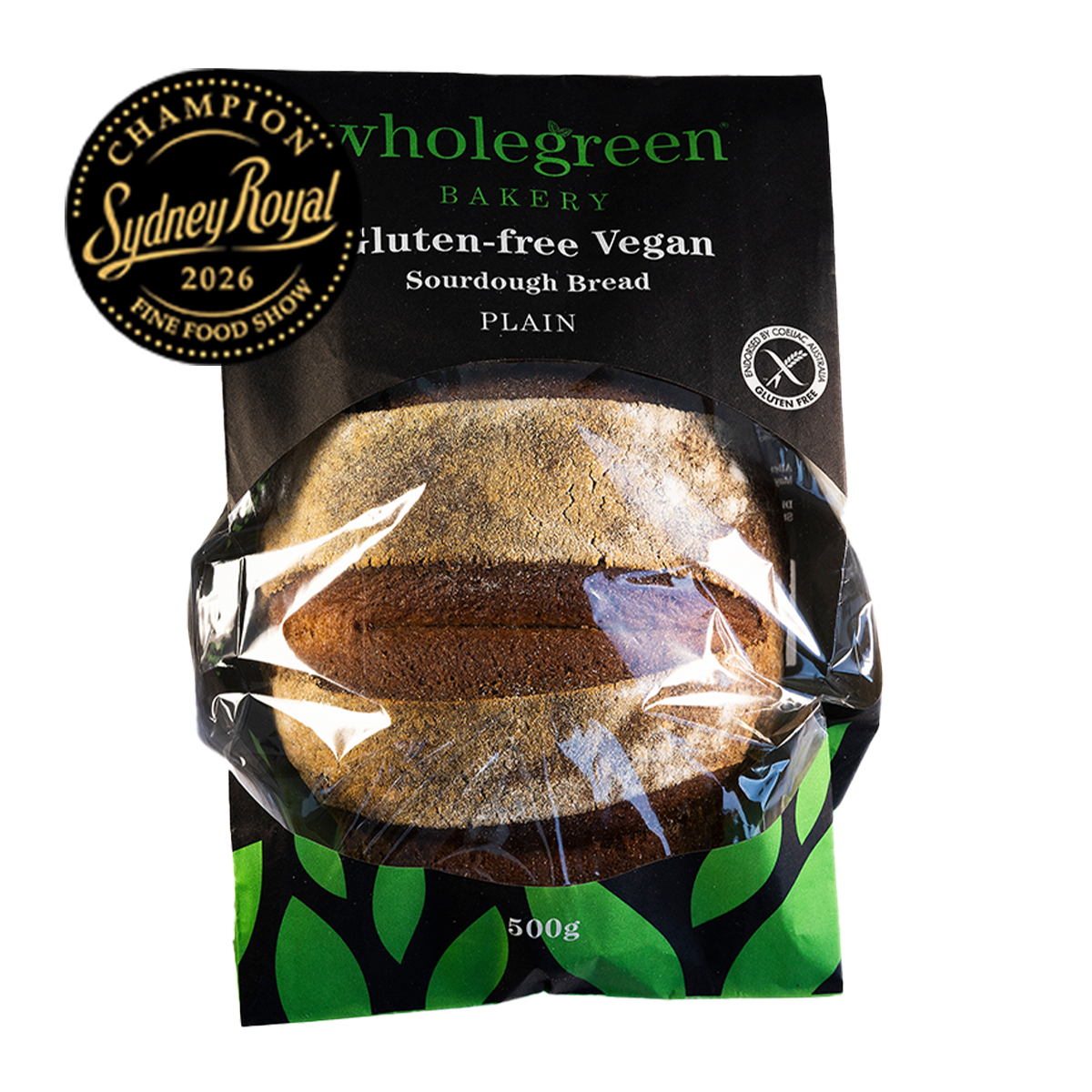 Wholegreen Bakery Gluten Free Vegan Plain Sourdough Bread 500g