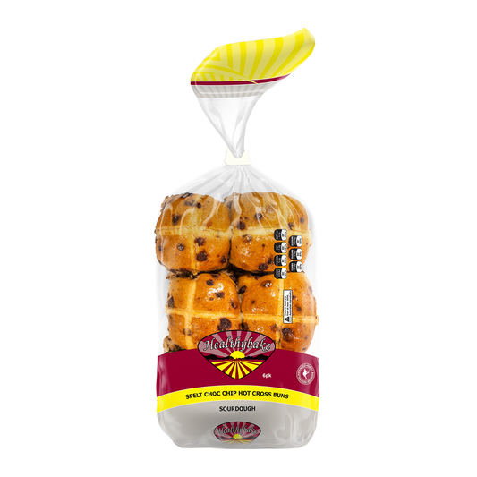 Healthy Bake Spelt Chocolate Chip Hot Cross Buns 500g