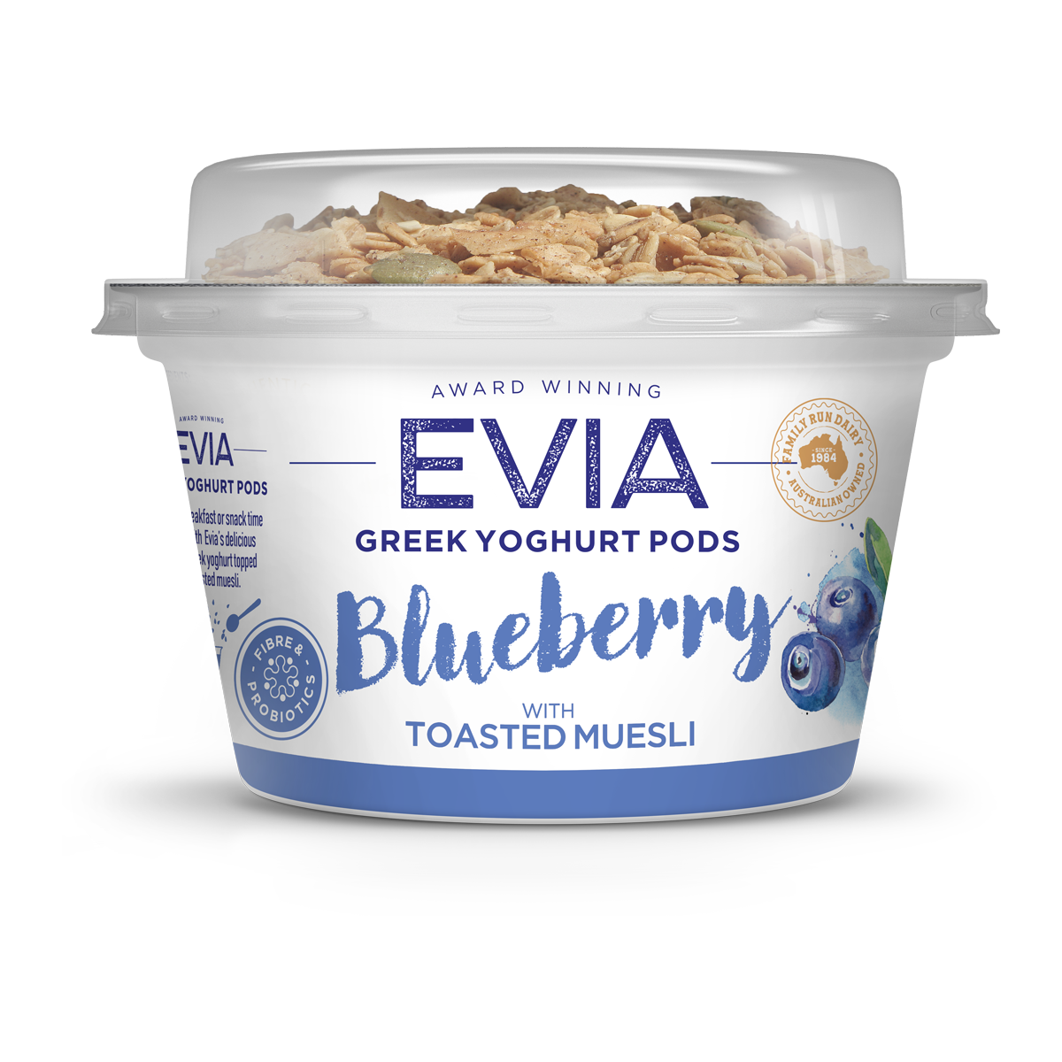 Evia Greek Yoghurt Pods Blueberry with Toasted Muesli 170g