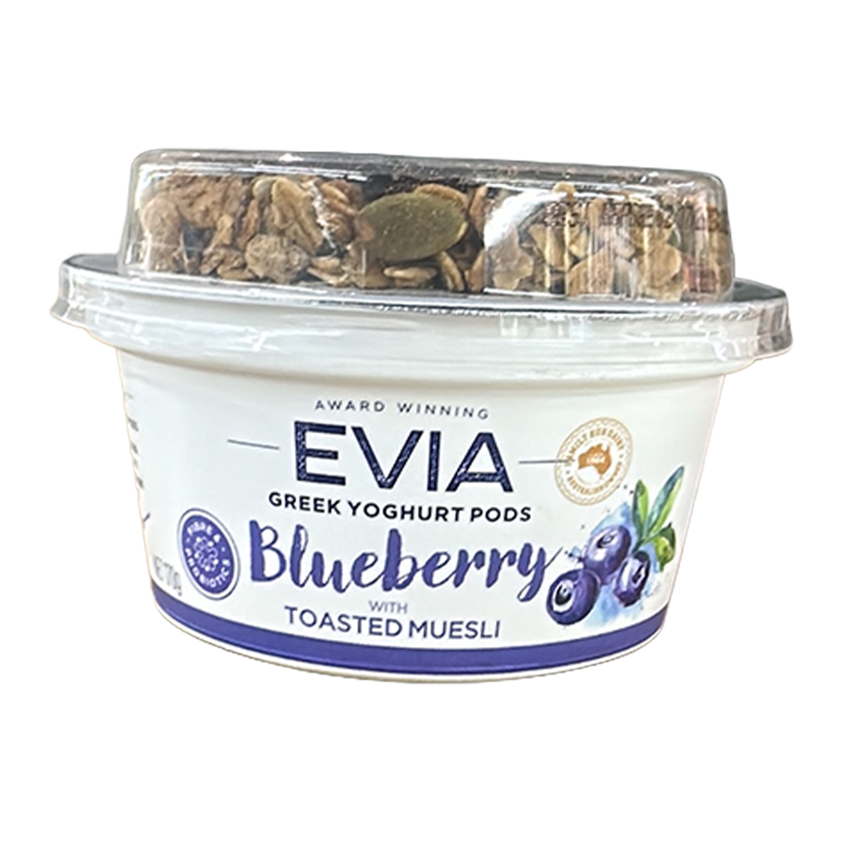 Evia Greek Yoghurt Pods Blueberry with Toasted Muesli 170g