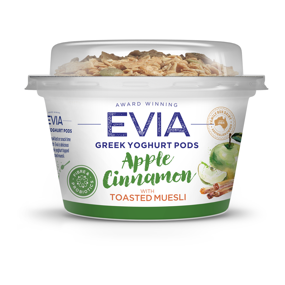 Evia Greek Yoghurt Pods Apple Cinnamon with Toasted Muesli 170g