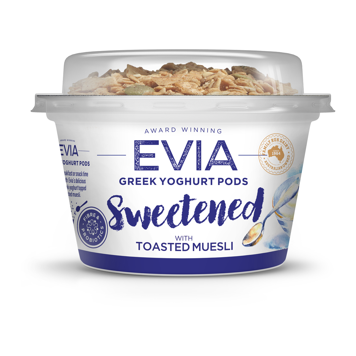 Evia Greek Yoghurt Pods Sweetened with Toasted Muesli 170g