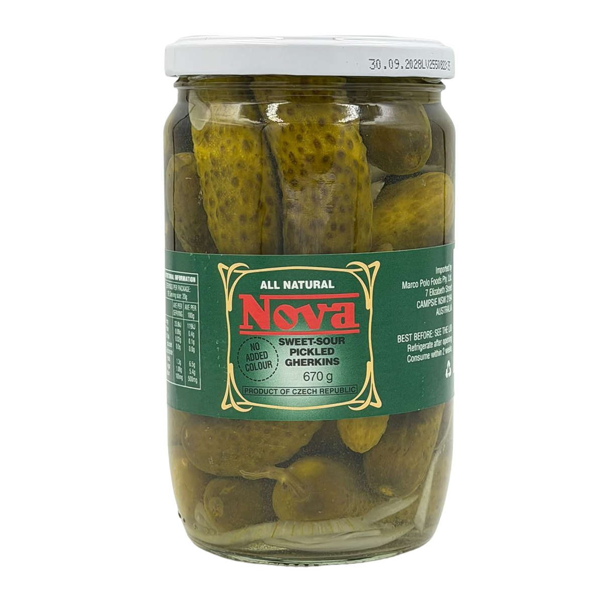 Nova Gherkins Pickled Sweet And Sour 660g