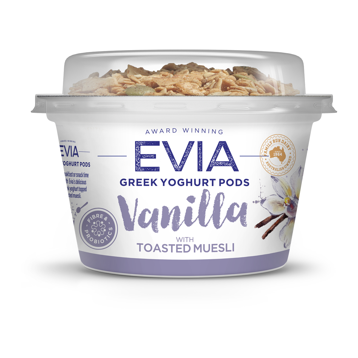 Evia Greek Yoghurt Pods Vanilla with Toasted Muesli 170g