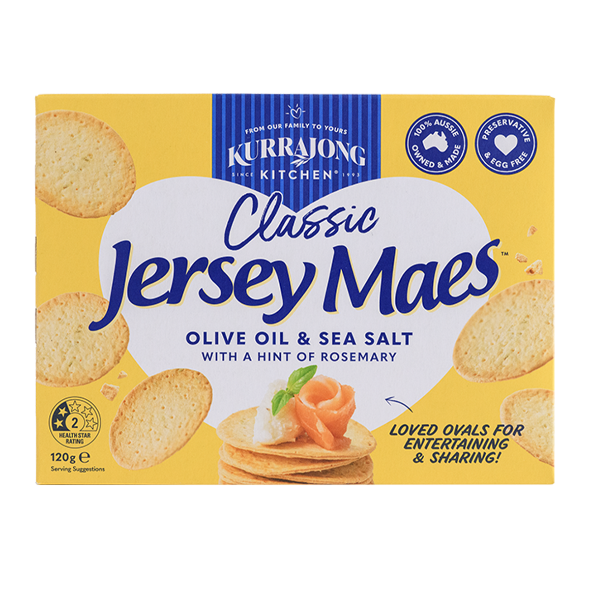 Kurrajong Kitchen Jersey Maes Olive Oil & Sea Salt Biscuits 120g