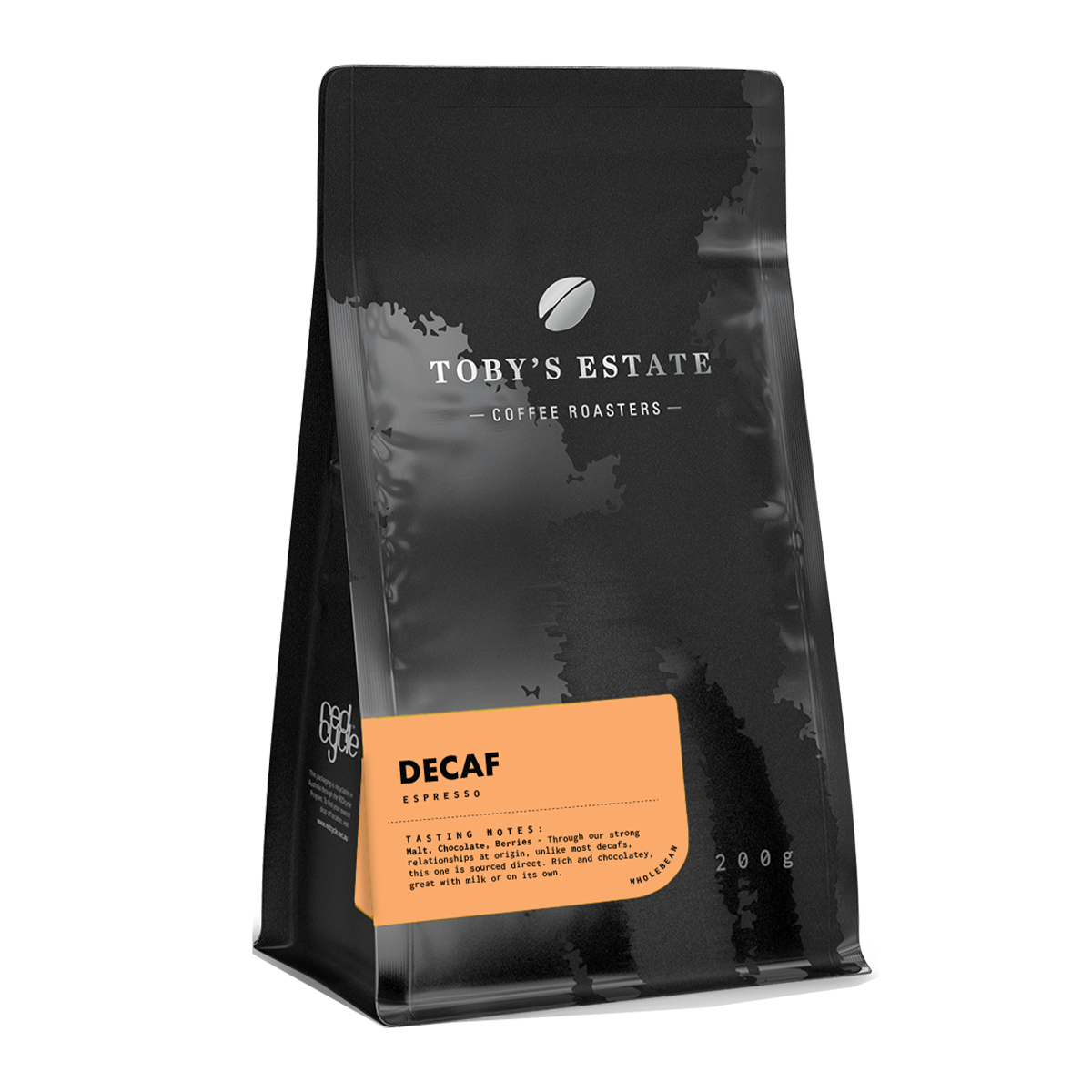 Toby's Estate Coffee Cascadia Decaf Organic Beans 200g