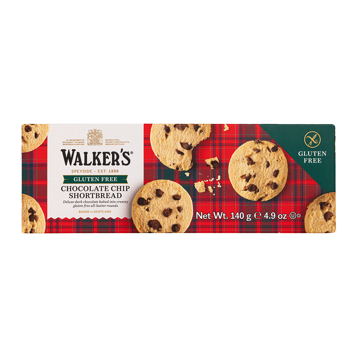 Walkers Gluten Free Chocolate Chip Shortbread 140g