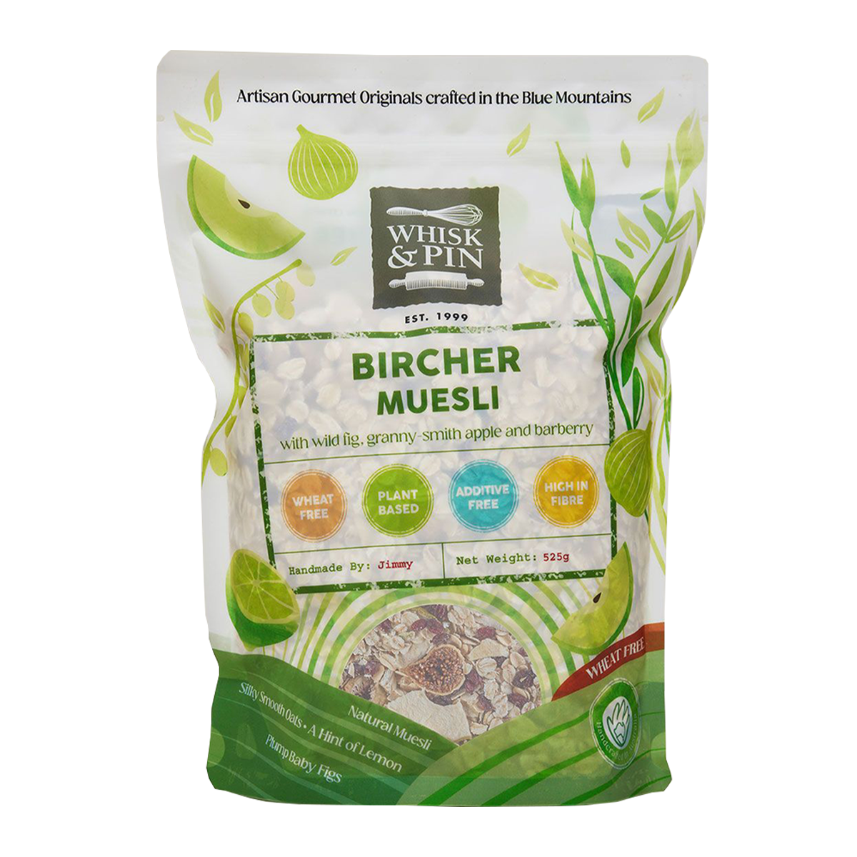 Whisk and Pin Bircher Natural Blend with Wild Fig and Ground Lemon 525g