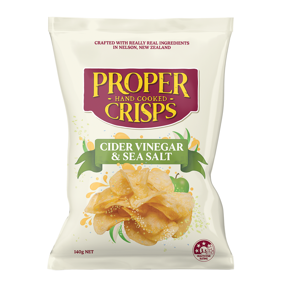 Proper Crisps Cider Vinegar and Sea Salt Chips 140g