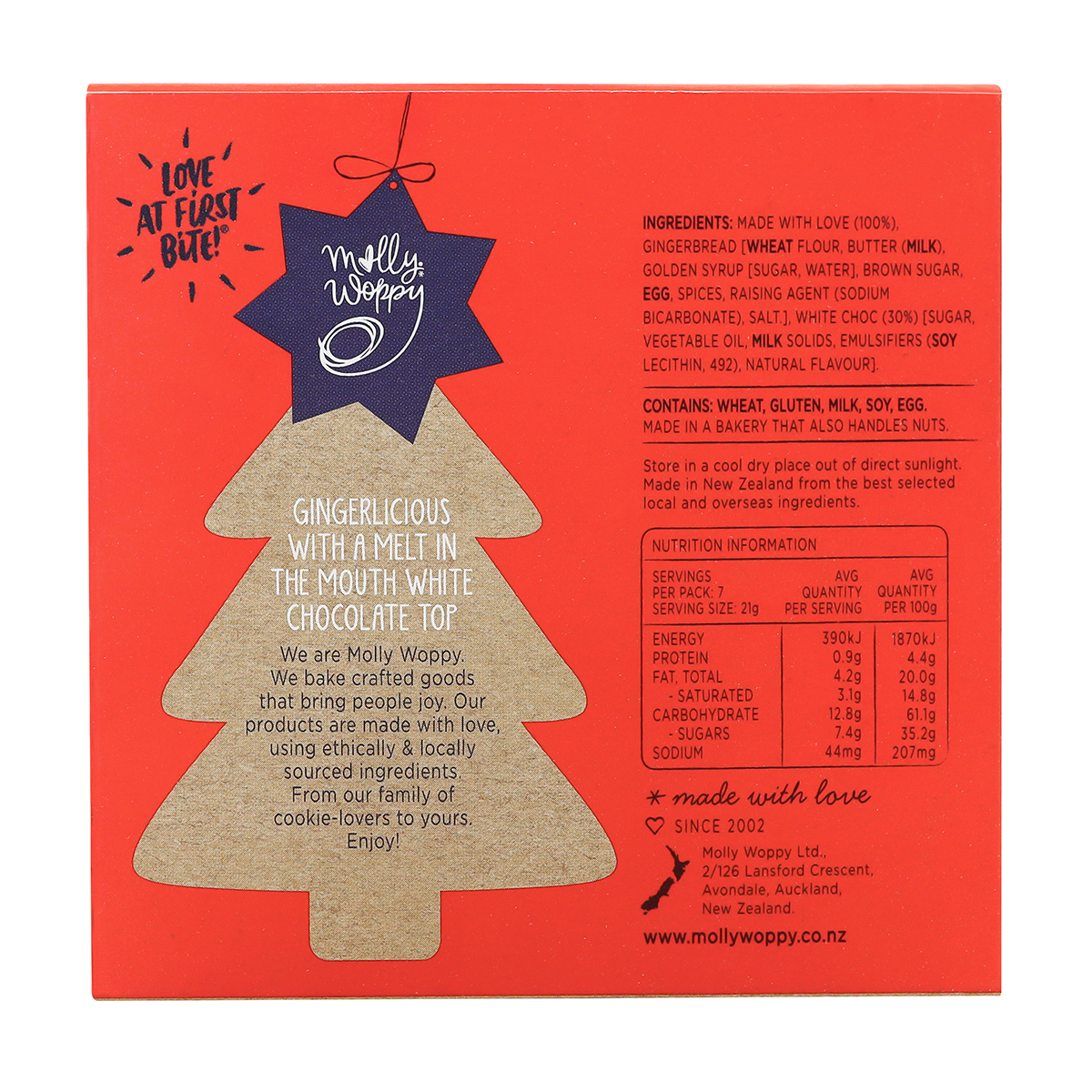 Molly Woppy Gingerbread Trees White Choc Topped 145g